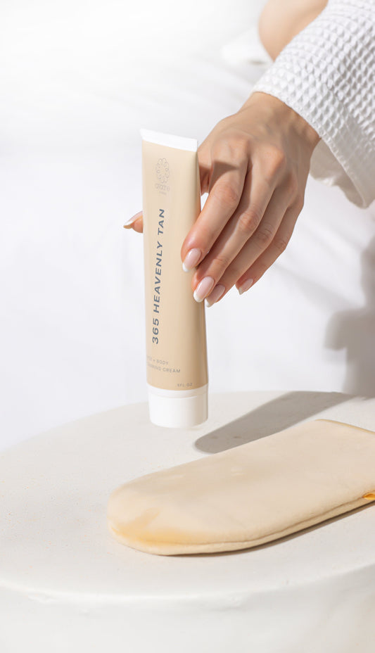 365 Heavenly Tan with a tan glove.