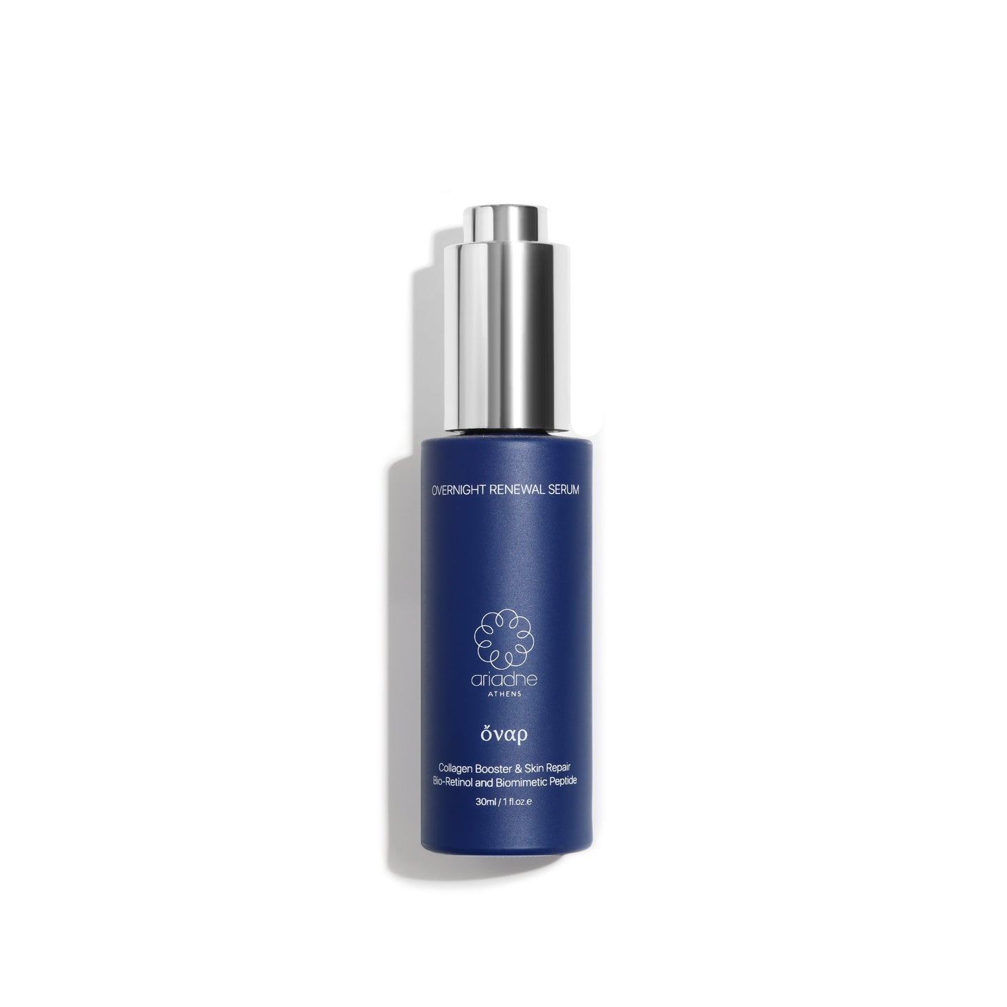 The Overnight Renewal Serum bottle front side.