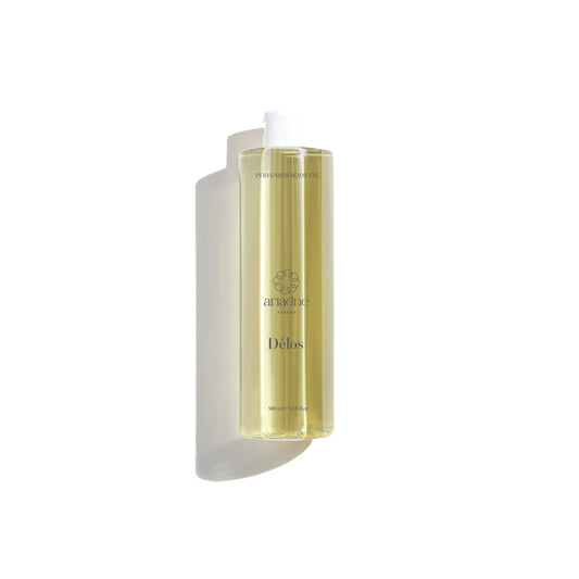 Délos Body Oil bottle front side.