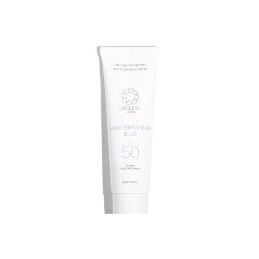 Mediterranean Blue Face Sunscreen SPF50 Pro front side.