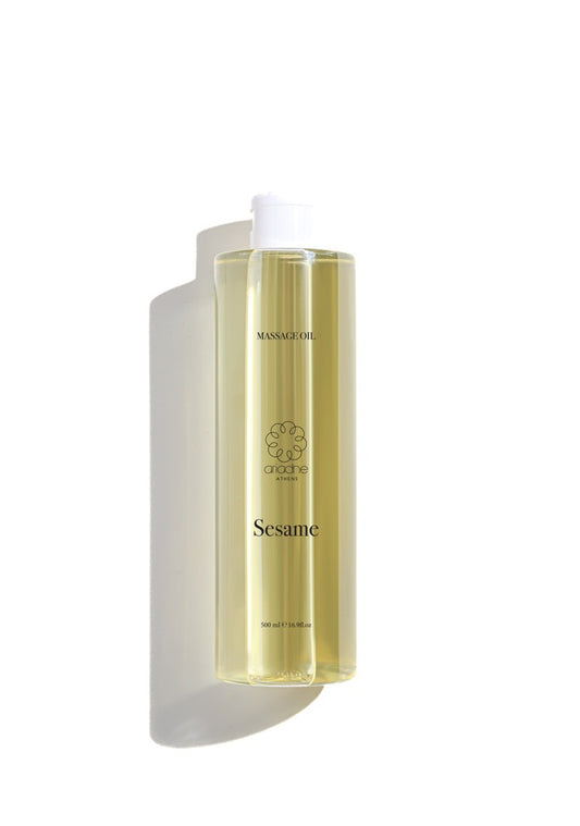 Sesame Body Oil bottle front side.